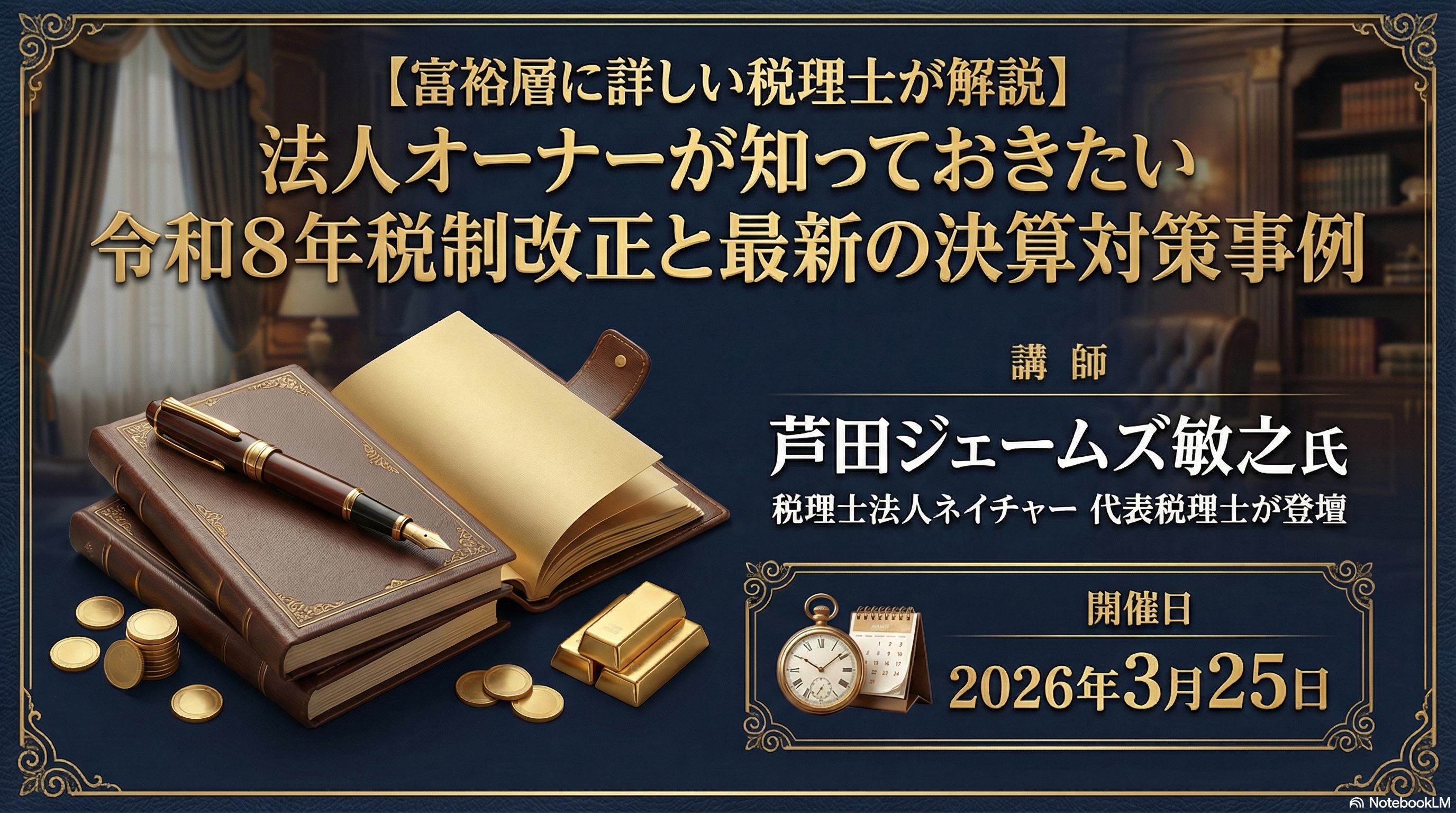 【富裕層に詳しい税理士が解説】 法人オーナーが知っておきたい 令和8年税制改正と最新の決算対策事例